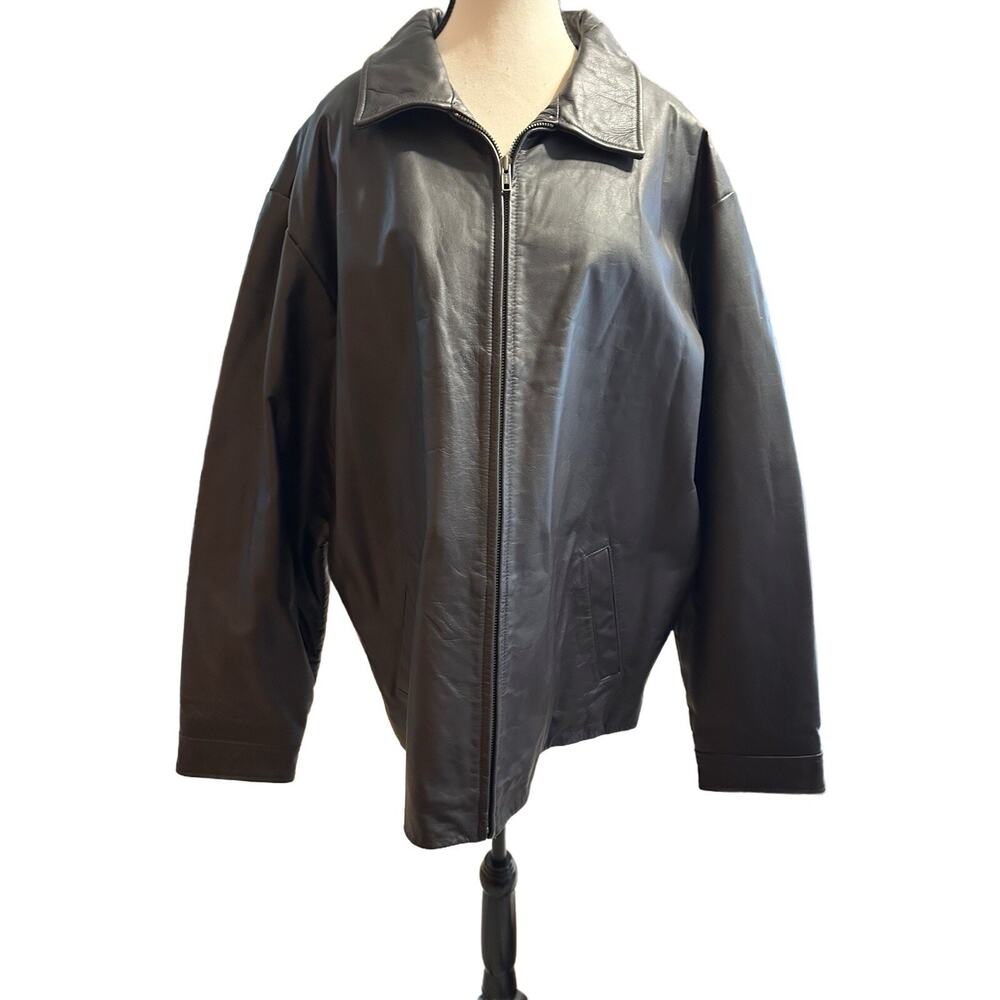 Gap Leather Jacket XL 2002 776019-02 quilted lining Men’s Y2K Black